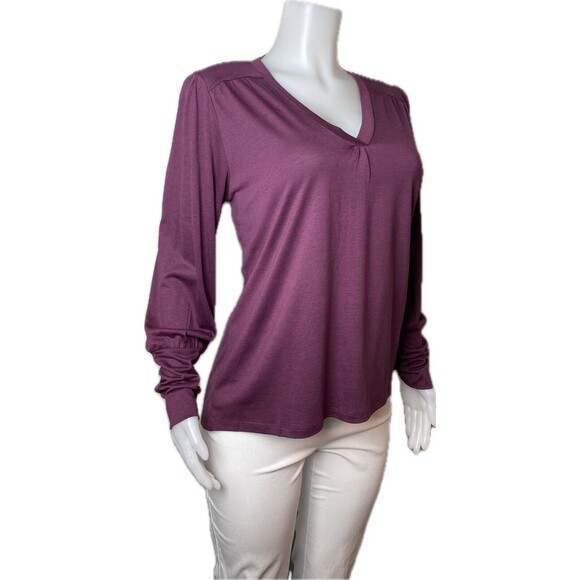 F. Sundance Top M Red Blouse Long Sleeve V Neck High Low NWT $78 - Picture 1 of 11